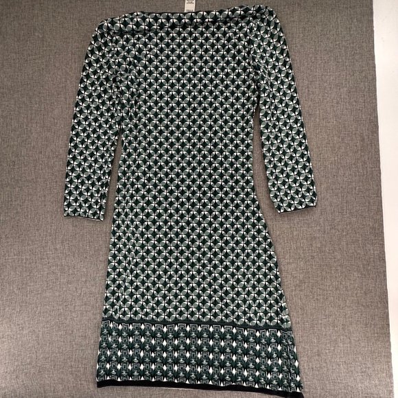 Max Studio Dress Wrap Side‎ Tye Small Stretch Green White Geometric Print - Picture 11 of 13